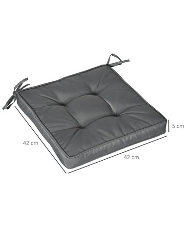 Outsunny Replacement Garden Seat Cushion, 40 x 40cm, Comfortable with Ties for Dining Chairs, Grey 84G-017V70GY