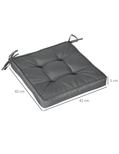 Outsunny Replacement Garden Seat Cushion, 40 x 40cm, Comfortable with Ties for Dining Chairs, Grey 84G-017V70GY - pic 63455 | FastDaddyshop