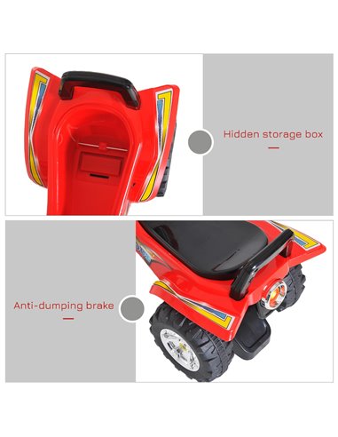 HOMCOM Kids Ride On Quad Bike, 60Lx38Wx42H cm-Red