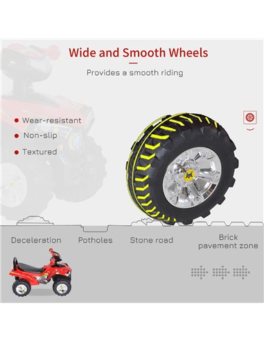 HOMCOM Kids Ride On Quad Bike, 60Lx38Wx42H cm-Red