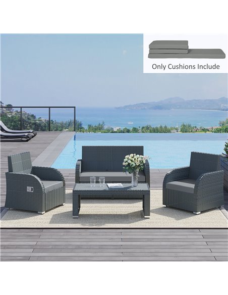 Outsunny Garden Seat Cushion Pads for Rattan Chairs, 3 Piece Patio Furniture Cushions, Dark Grey 84B-865V70CG - pic 63472 | FastDaddyshop