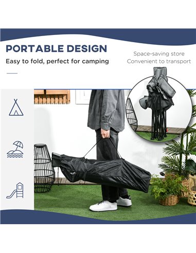 Outsunny Reclining Garden Chair, Foldable with Footrest, Adjustable Backrest, Headrest, Cup Holder, Carry Bag, Grey 84G-152V00GY