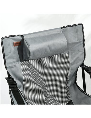 Outsunny Reclining Garden Chair, Foldable with Footrest, Adjustable Backrest, Headrest, Cup Holder, Carry Bag, Grey 84G-152V00GY