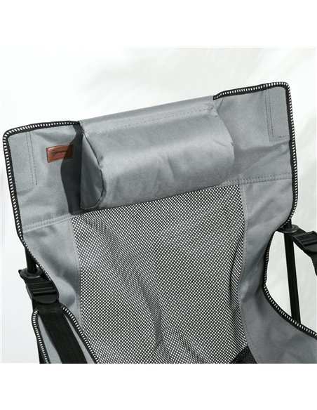 Outsunny Reclining Garden Chair, Foldable with Footrest, Adjustable Backrest, Headrest, Cup Holder, Carry Bag, Grey 84G-152V00GY - pic 63495 | FastDaddyshop