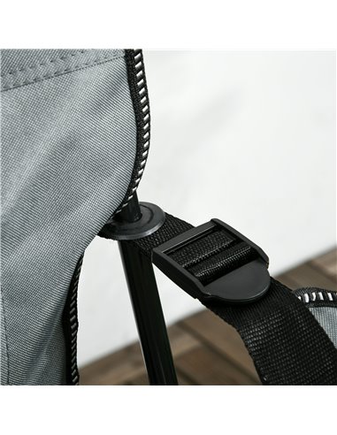 Outsunny Reclining Garden Chair, Foldable with Footrest, Adjustable Backrest, Headrest, Cup Holder, Carry Bag, Grey 84G-152V00GY