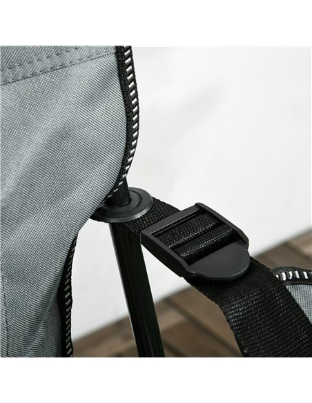 Outsunny Reclining Garden Chair, Foldable with Footrest, Adjustable Backrest, Headrest, Cup Holder, Carry Bag, Grey 84G-152V00GY - pic 63496 | FastDaddyshop