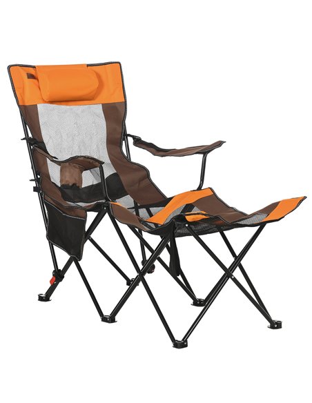Outsunny Foldable Reclining Garden Chairs with Footrest, Orange 84G-152V00MX - pic 63498 | FastDaddyshop