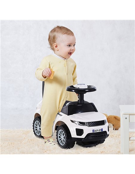 HOMCOM 3-in-1 Ride On Car Foot To Floor Slider Toddler w/ Horn Steering Wheel NO POWER Manual Under Seat Storage Safe Design Whi - pic 6350 | FastDaddyshop