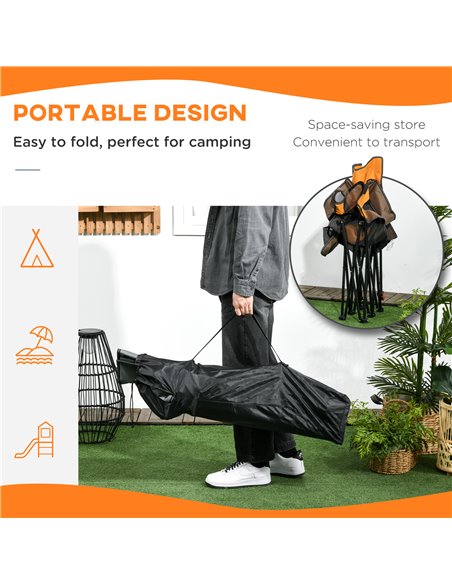 Outsunny Foldable Reclining Garden Chairs with Footrest and Adjustable Backrest, Portable Camping Chair with Headrest, Cup Holde - pic 63501 | FastDaddyshop