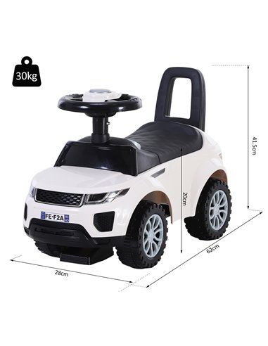 HOMCOM 3-in-1 Ride On Car Foot To Floor Slider Toddler w/ Horn Steering Wheel NO POWER Manual Under Seat Storage Safe Design Whi