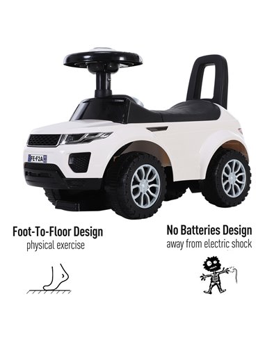HOMCOM 3-in-1 Ride On Car Foot To Floor Slider Toddler w/ Horn Steering Wheel NO POWER Manual Under Seat Storage Safe Design Whi