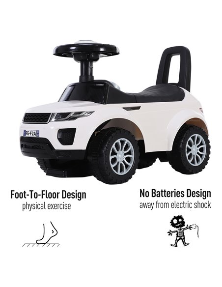 HOMCOM 3-in-1 Ride On Car Foot To Floor Slider Toddler w/ Horn Steering Wheel NO POWER Manual Under Seat Storage Safe Design Whi - pic 6353 | FastDaddyshop