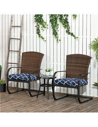 Outsunny Garden Chair Cushions, Set of 2, Tufted Design with Ties, Indoor/Outdoor Seat Pads for Patio Furniture, Blue 84G-165V00