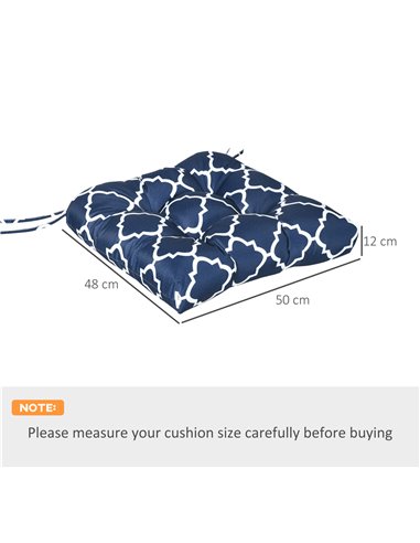 Outsunny Garden Chair Cushions, Set of 2, Tufted Design with Ties, Indoor/Outdoor Seat Pads for Patio Furniture, Blue 84G-165V00