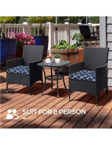 Outsunny Garden Chair Cushions, Set of 2, Tufted Design with Ties, Indoor/Outdoor Seat Pads for Patio Furniture, Blue 84G-165V00