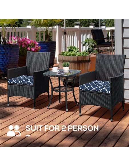 Outsunny Garden Chair Cushions, Set of 2, Tufted Design with Ties, Indoor/Outdoor Seat Pads for Patio Furniture, Blue 84G-165V00 - pic 63539 | FastDaddyshop