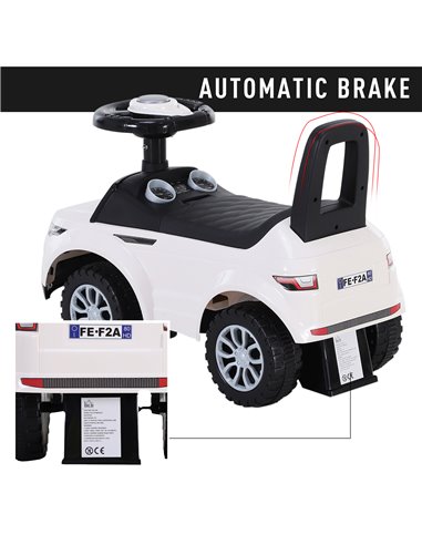 HOMCOM 3-in-1 Ride On Car Foot To Floor Slider Toddler w/ Horn Steering Wheel NO POWER Manual Under Seat Storage Safe Design Whi