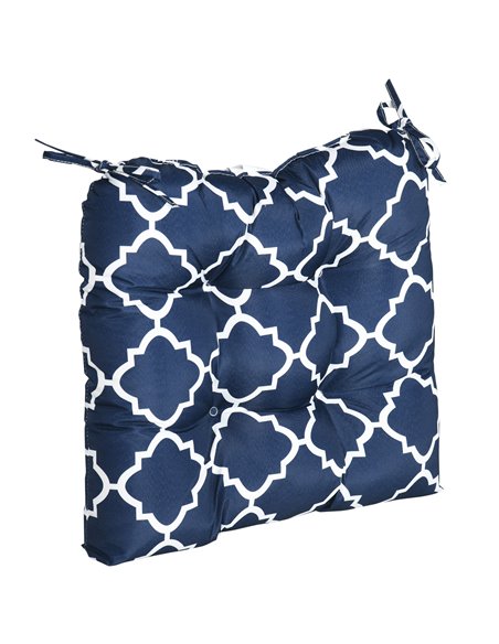 Outsunny Garden Chair Cushions, Set of 2, Tufted Design with Ties, Indoor/Outdoor Seat Pads for Patio Furniture, Blue 84G-165V00 - pic 63540 | FastDaddyshop