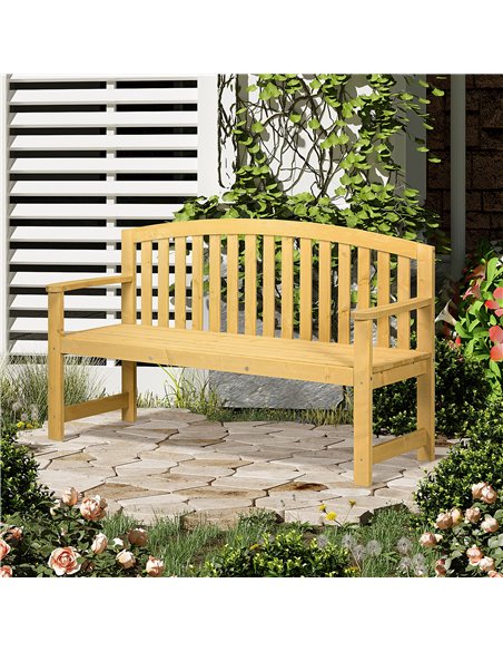 Outsunny 2 Seater Wooden Garden Bench with Armrest, Outdoor Furniture Chair for Park, Balcony, Orange 84B-634V00OG - pic 63544 | FastDaddyshop