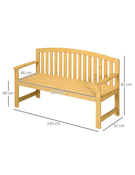 Outsunny 2 Seater Wooden Garden Bench with Armrest, Outdoor Furniture Chair for Park, Balcony, Orange 84B-634V00OG - pic 63545 | FastDaddyshop