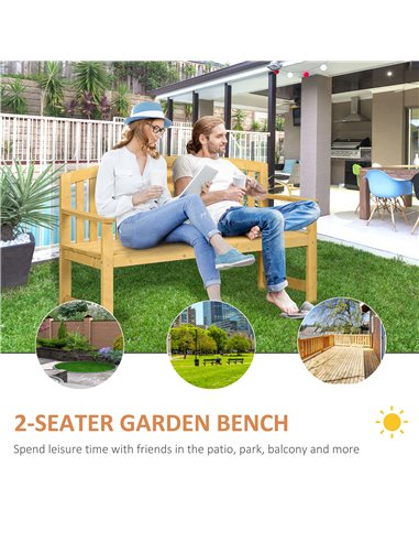 Outsunny 2 Seater Wooden Garden Bench with Armrest, Outdoor Furniture Chair for Park, Balcony, Orange 84B-634V00OG