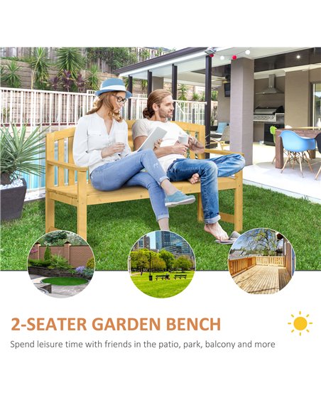 Outsunny 2 Seater Wooden Garden Bench with Armrest, Outdoor Furniture Chair for Park, Balcony, Orange 84B-634V00OG - pic 63546 | FastDaddyshop