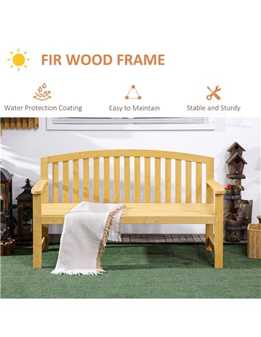 Outsunny 2 Seater Wooden Garden Bench with Armrest, Outdoor Furniture Chair for Park, Balcony, Orange 84B-634V00OG