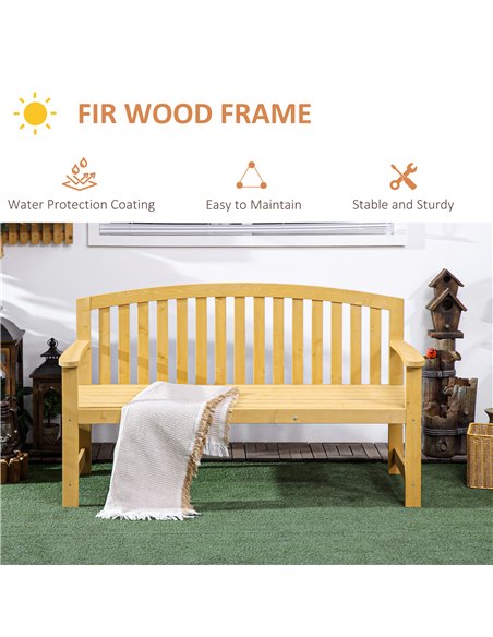 Outsunny 2 Seater Wooden Garden Bench with Armrest, Outdoor Furniture Chair for Park, Balcony, Orange 84B-634V00OG - pic 63547 | FastDaddyshop
