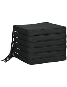Outsunny Garden Chair Cushions, Set of 6, Dining Seat Pads with Straps, Removable for Indoor/Outdoor Use, Black 84B-307V70BK