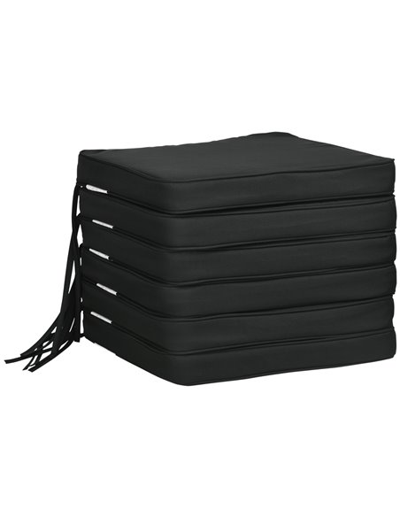 Outsunny Garden Chair Cushions, Set of 6, Dining Seat Pads with Straps, Removable for Indoor/Outdoor Use, Black 84B-307V70BK - pic 63552 | FastDaddyshop