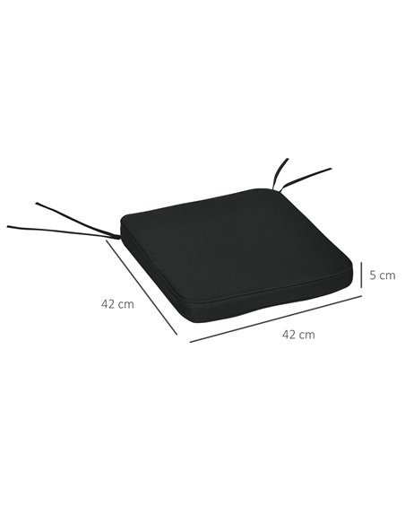 Outsunny Garden Chair Cushions, Set of 6, Dining Seat Pads with Straps, Removable for Indoor/Outdoor Use, Black 84B-307V70BK - pic 63554 | FastDaddyshop