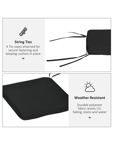Outsunny Garden Chair Cushions, Set of 6, Dining Seat Pads with Straps, Removable for Indoor/Outdoor Use, Black 84B-307V70BK