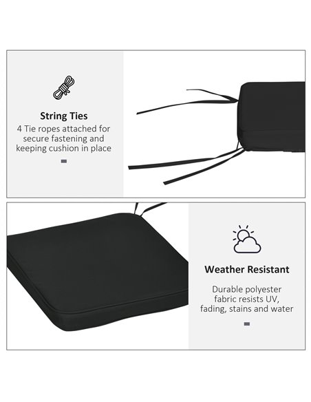 Outsunny Garden Chair Cushions, Set of 6, Dining Seat Pads with Straps, Removable for Indoor/Outdoor Use, Black 84B-307V70BK - pic 63556 | FastDaddyshop