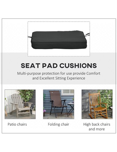 Outsunny Garden Chair Cushions, Set of 6, Dining Seat Pads with Straps, Removable for Indoor/Outdoor Use, Black 84B-307V70BK