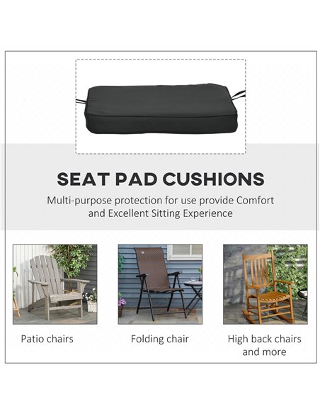 Outsunny Garden Chair Cushions, Set of 6, Dining Seat Pads with Straps, Removable for Indoor/Outdoor Use, Black 84B-307V70BK - pic 63557 | FastDaddyshop