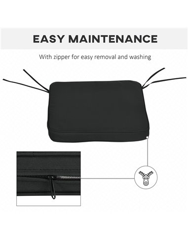 Outsunny Garden Chair Cushions, Set of 6, Dining Seat Pads with Straps, Removable for Indoor/Outdoor Use, Black 84B-307V70BK