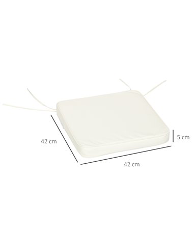 Outsunny Chair Cushions Set of 6, Comfortable Seat Pads for Garden Chairs, 42Lx42Wx5T cm, Cream White 84B-307V70CW