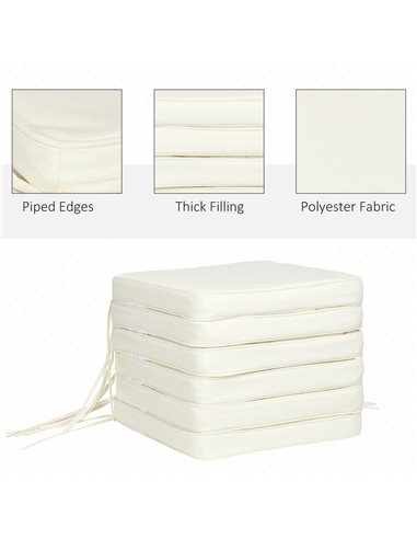 Outsunny Chair Cushions Set of 6, Comfortable Seat Pads for Garden Chairs, 42Lx42Wx5T cm, Cream White 84B-307V70CW