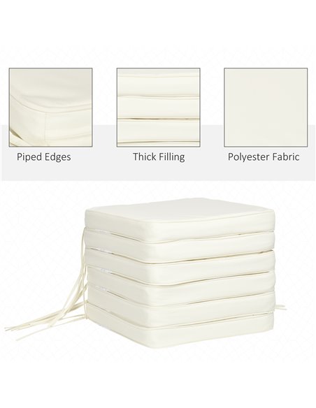 Outsunny Chair Cushions Set of 6, Comfortable Seat Pads for Garden Chairs, 42Lx42Wx5T cm, Cream White 84B-307V70CW - pic 63564 | FastDaddyshop