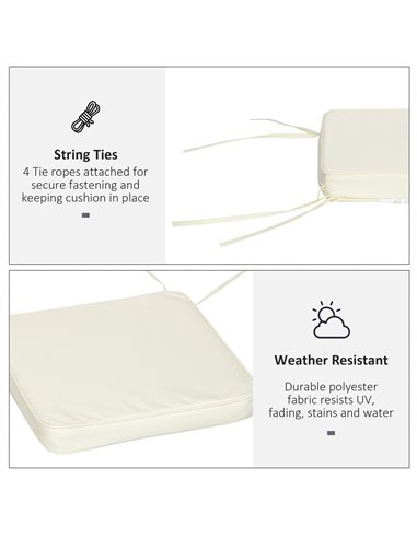 Outsunny Chair Cushions Set of 6, Comfortable Seat Pads for Garden Chairs, 42Lx42Wx5T cm, Cream White 84B-307V70CW