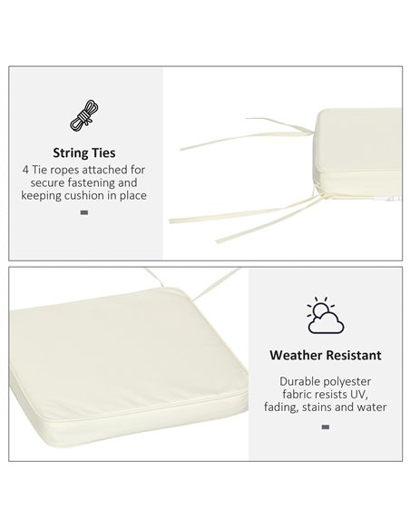 Outsunny Chair Cushions Set of 6, Comfortable Seat Pads for Garden Chairs, 42Lx42Wx5T cm, Cream White 84B-307V70CW - pic 63565 | FastDaddyshop
