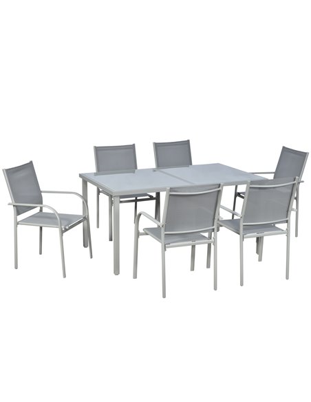 Outsunny 7 Piece Garden Dining Set, Table and 6 Chairs, Grey 84G-039V00GY - pic 63570 | FastDaddyshop