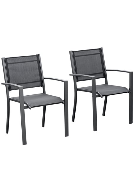 Outsunny Garden Chairs Set Of 2 Outdoor Chairs, Dark Grey - Black 84B-293CG - pic 63579 | FastDaddyshop
