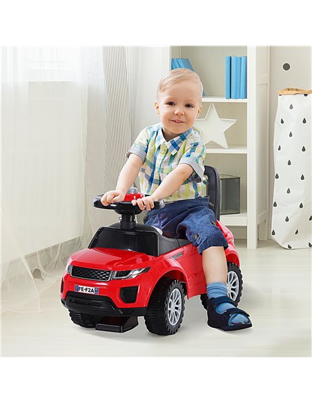 HOMCOM 3-in-1 Ride On Car Foot To Floor Slider Toddler w/ Horn Steering Wheel NO POWER Manual Under Seat Storage Safe Design Red - pic 6358 | FastDaddyshop