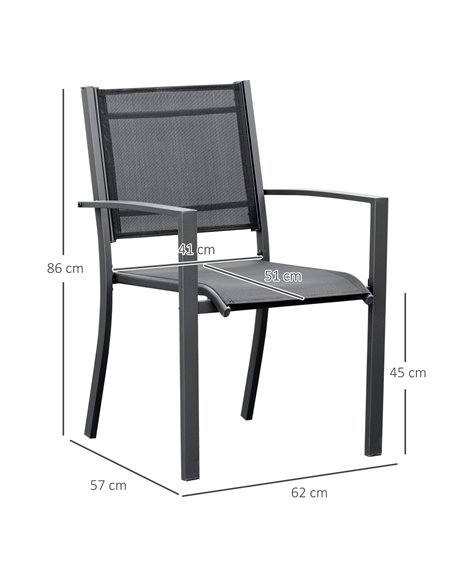 Outsunny Garden Chairs Set Of 2 Outdoor Chairs with Steel Frame Texteline Seats for Camping Fishing Patio Balcony Dark Grey Blac - pic 63581 | FastDaddyshop
