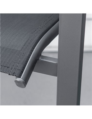 Outsunny Garden Chairs Set Of 2 Outdoor Chairs with Steel Frame Texteline Seats for Camping Fishing Patio Balcony Dark Grey Blac