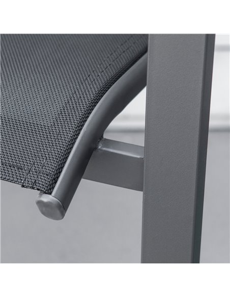 Outsunny Garden Chairs Set Of 2 Outdoor Chairs with Steel Frame Texteline Seats for Camping Fishing Patio Balcony Dark Grey Blac - pic 63587 | FastDaddyshop