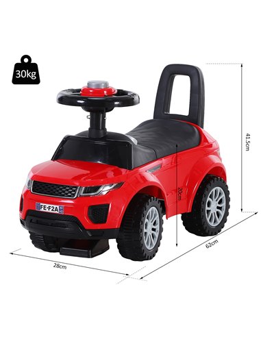 HOMCOM 3-in-1 Ride On Car Foot To Floor Slider Toddler w/ Horn Steering Wheel NO POWER Manual Under Seat Storage Safe Design Red