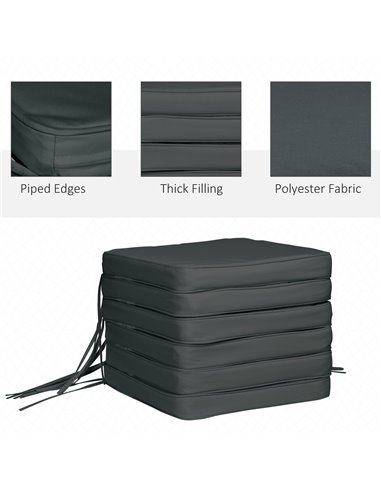 Outsunny Chair Cushions, Set of 6, Comfortable Seat Pads for Garden Chairs, 42Lx42Wx5T cm, Grey 84B-307V70GY