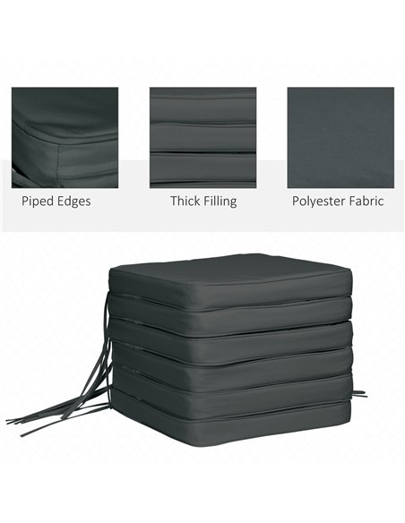 Outsunny Chair Cushions, Set of 6, Comfortable Seat Pads for Garden Chairs, 42Lx42Wx5T cm, Grey 84B-307V70GY - pic 63591 | FastDaddyshop